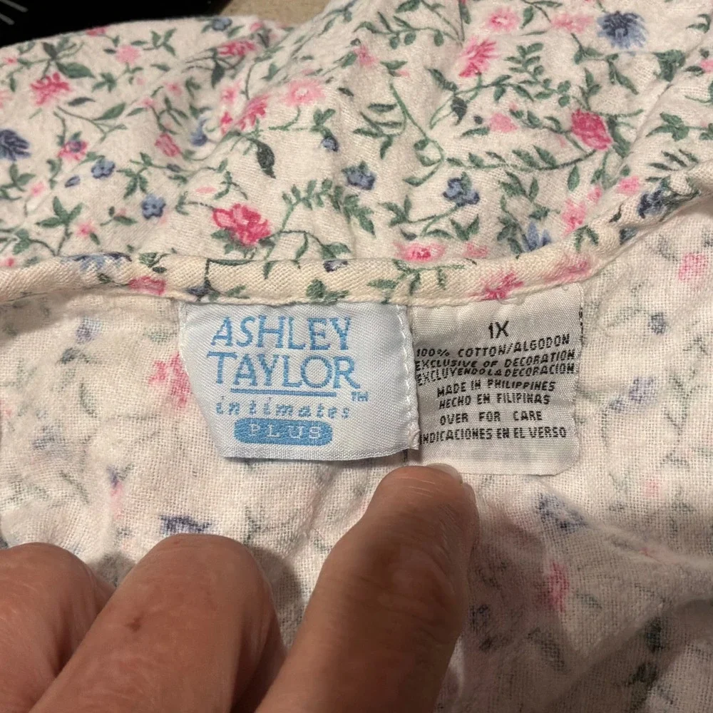Ashley Taylor Floral Cotton Flannel Nightgown Plus 1X Cottagecore Prairie Modest
